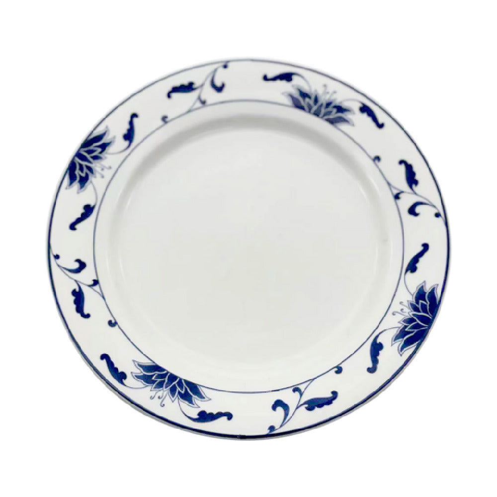 Cameo China 255-71 Blue Lotus Rim Plate 7-1/4" Dia. X 7/8"H (18.5 Cm X 2.1 Cm)