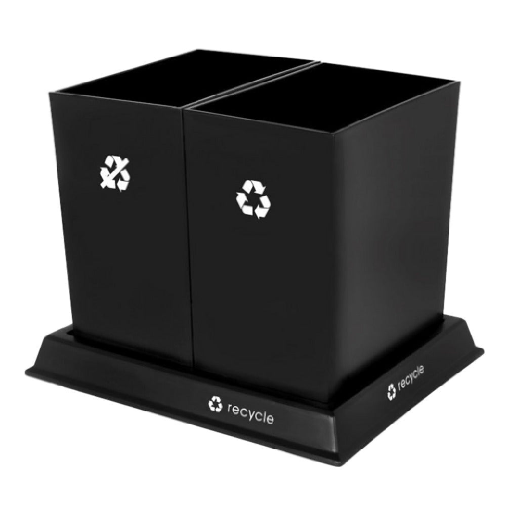 Central Specialties RC2-222-HWS ReCollect2 Recycle Bin Set Black 15-1/4"W X 12-1/4"D X 12"H