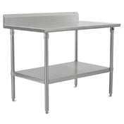 John Boos ST6R5-2448GSW Work Table 48"W X 24"D 16/300 Stainless Steel Top With 5" Backsplash
