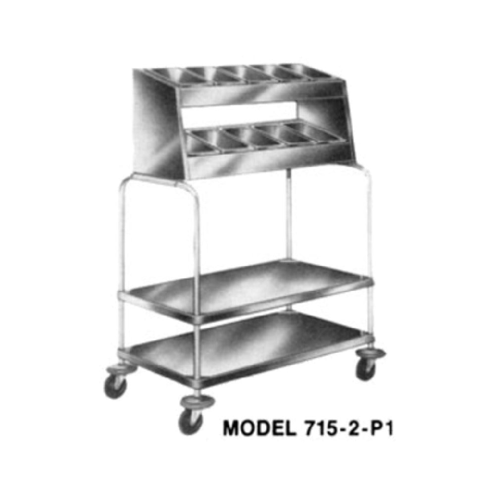 Piper Products 715-2-P10 - Tray & Silver Cart, (2) Stack With (10) Pan Silver Dispenser