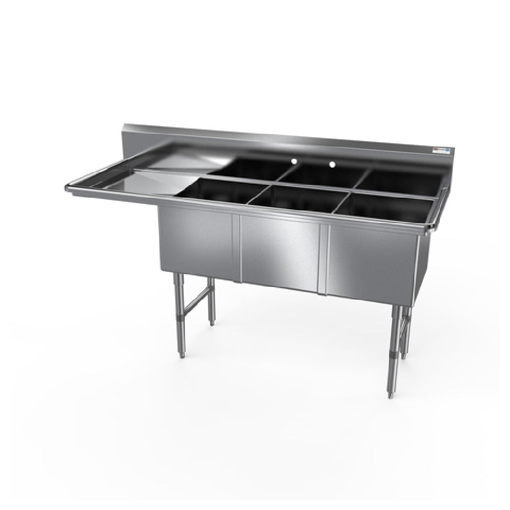 NBR Equipment 3SS-242414L18 Premium Sink Three-compartment 94-3/16"W X 29-1/2"E X 44-1/16"H Overall Size