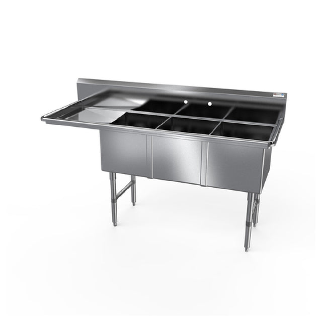 NBR Equipment 3SS-242414L18 Premium Sink Three-compartment 94-3/16"W X 29-1/2"E X 44-1/16"H Overall Size