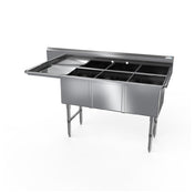 NBR Equipment 3SS-181814L18 Premium Sink Three-compartment 76-3/16"W X 23-1/2"D X 44-1/16"H Overall Size