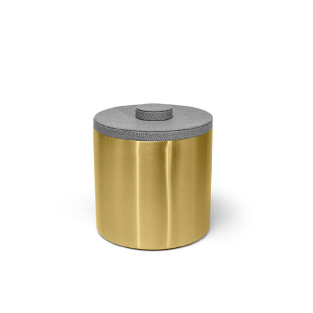 FOH RIB037GOS21 3qt Round Brushed Stainless Ice Bucket Matte Brass With Belize Smoke Lid