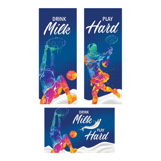 Hubert 71259 - Vinyl Magnetic Signs For Double Valve Milk Dispenser, Set Of 3 - "DRINK MILK