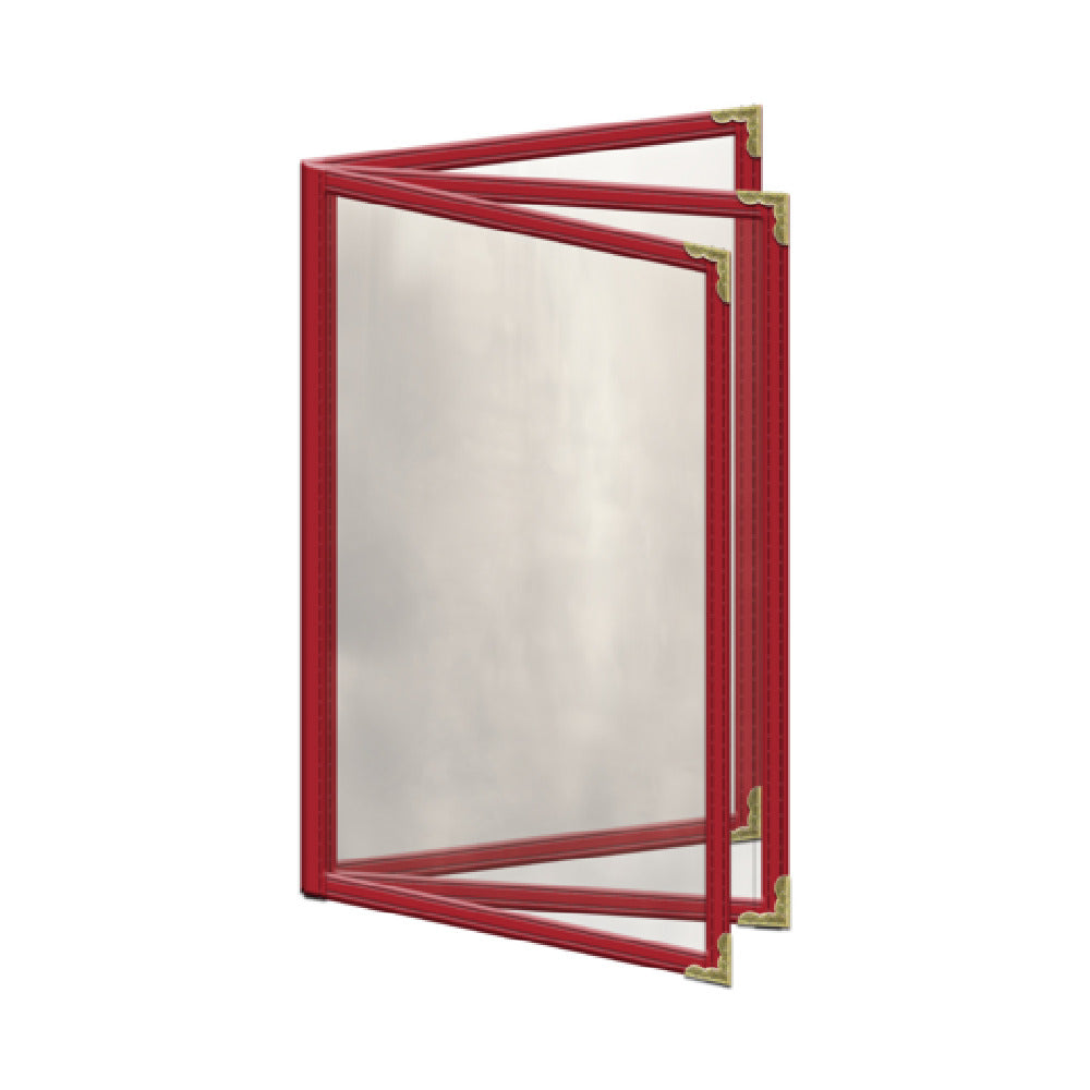 Risch TETB 5.5X8.5 Deluxe Clear Sewn Menu Cover 5-1/2" X 8-1/2" Triple Booklet