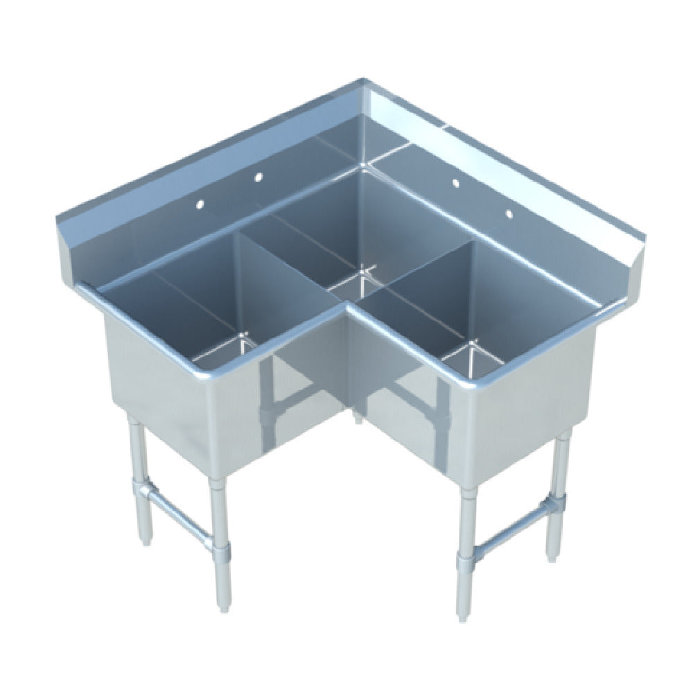 Sapphire Manufacturing SMCS2424-3 Corner Sink 3-compartment 53-1/2" Corner-to-edge