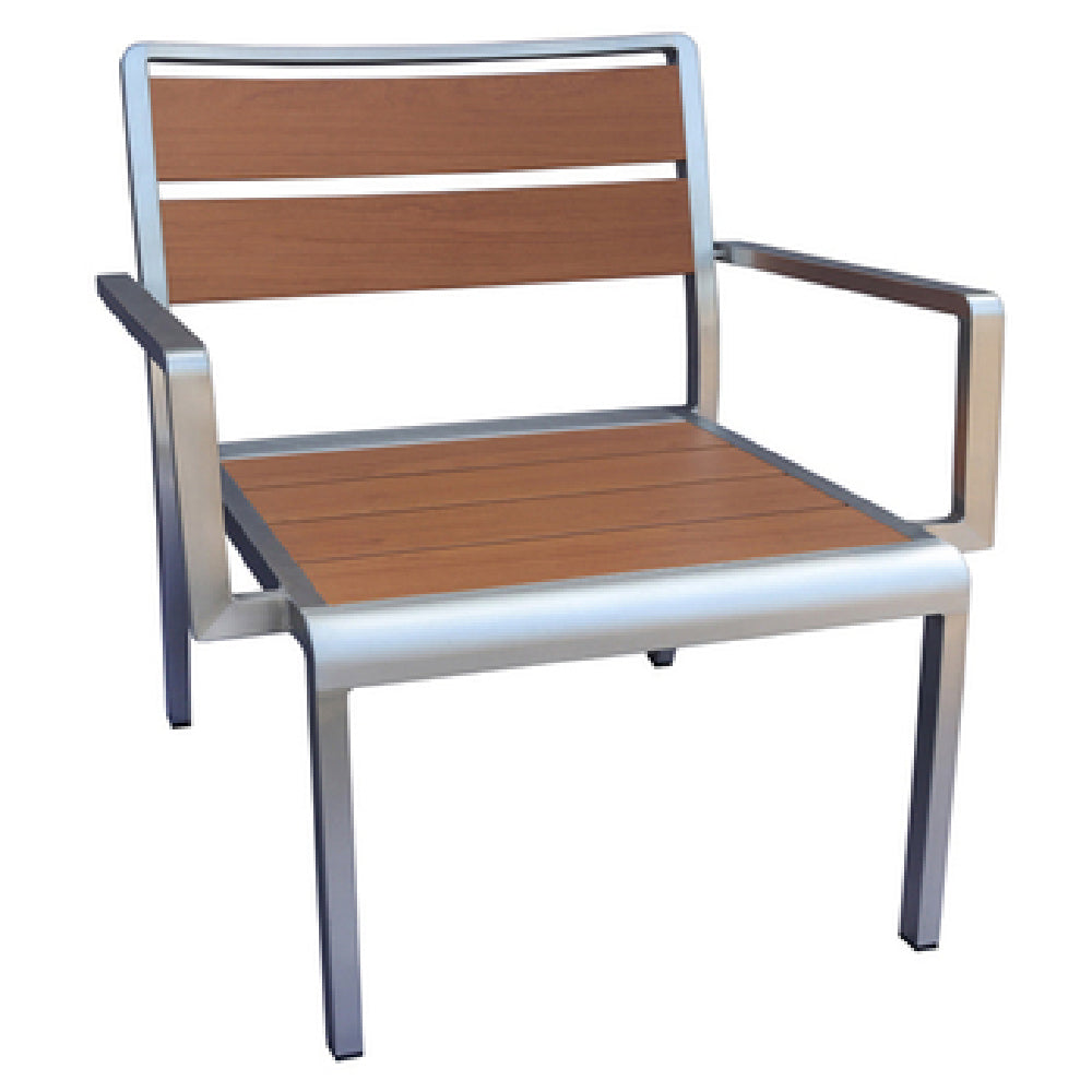 Emuamericas, Llc A1720-24-400 - Sid Stacking Arm Chair, Indoor/outdoor, Wood-look Aluminum Slat Back And Seat