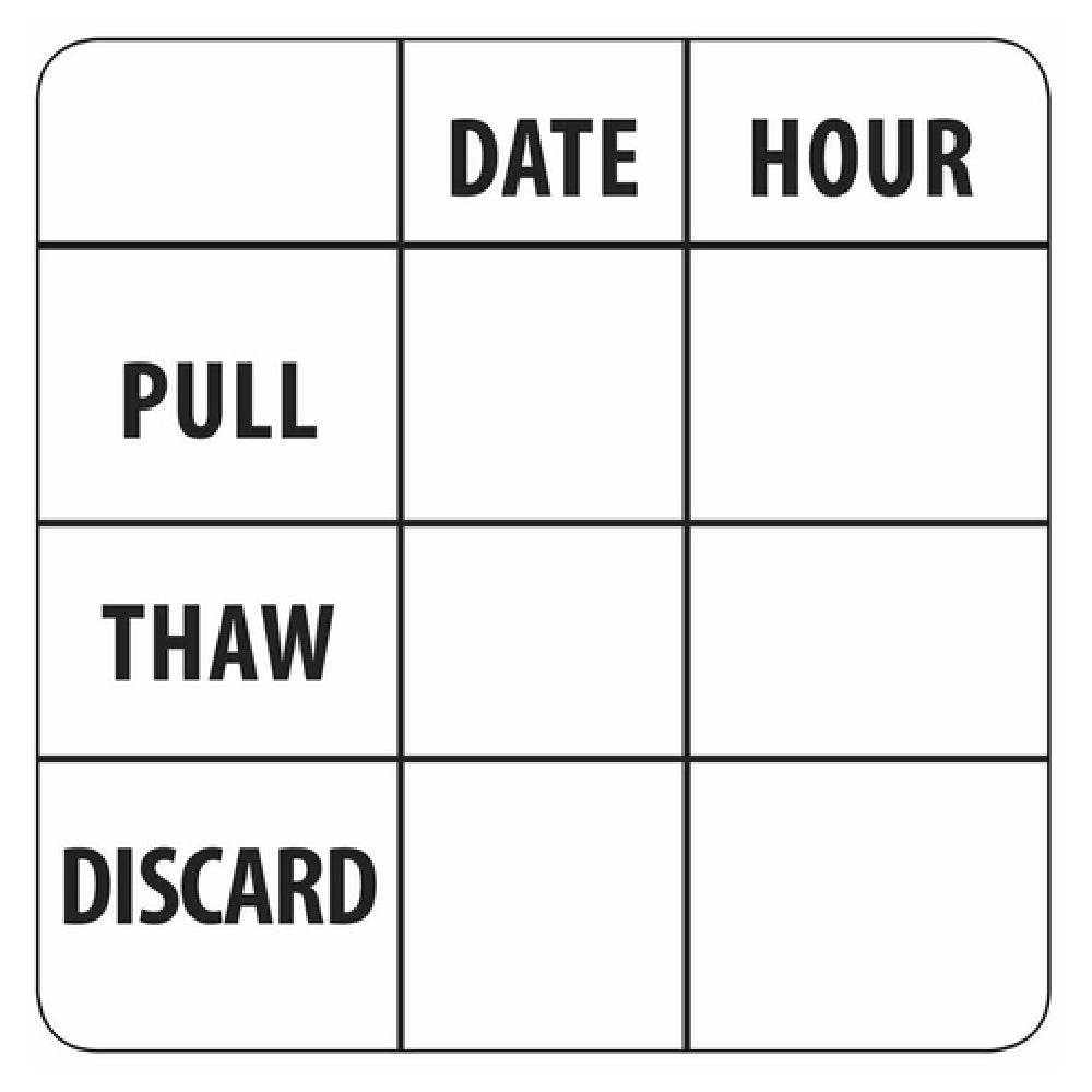 Hubert 68659 - Label, "Pull/Thaw/Discard", 2" X 2"