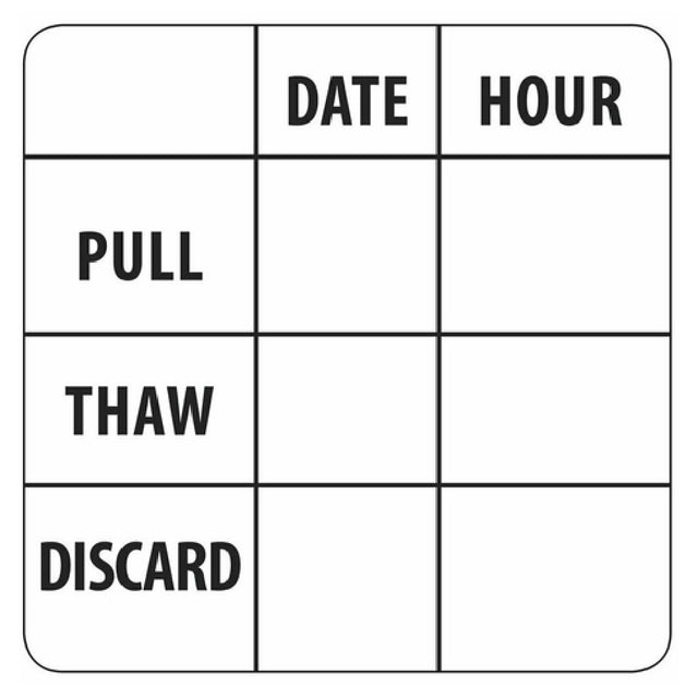 Hubert 68659 - Label, "Pull/Thaw/Discard", 2" X 2"