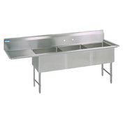 BK Resources BKS6-3-18-14-18LS Sink Three Compartment 76-3/16"W X 23-1/2"D X 44-1/16"H Overall Size
