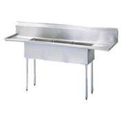 Turbo Air TSA-3-14-D1 Sink 3-compartment With 18" Left & Right-hand Drainboards