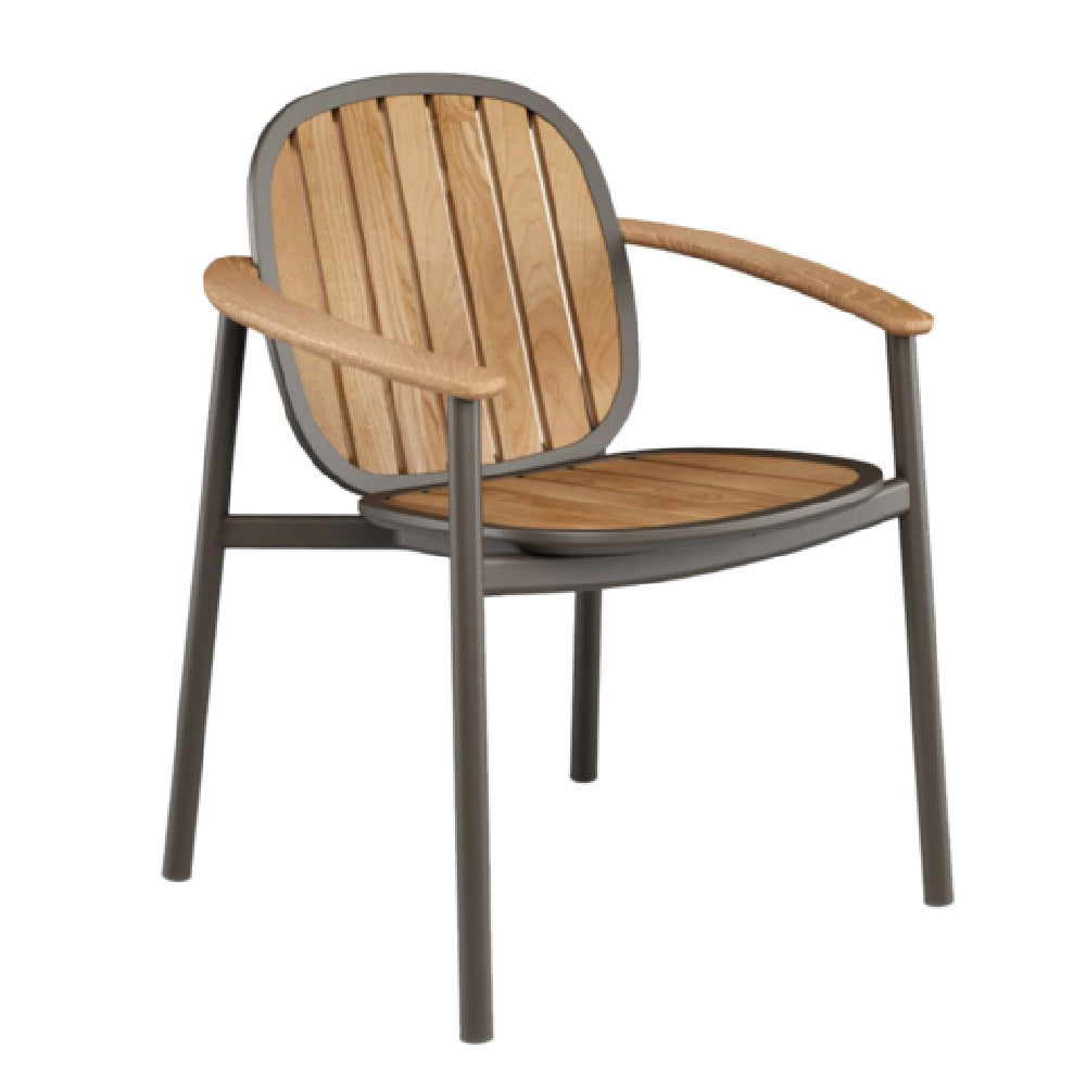 Emuamericas Llc E6041 Twins Stacking Armchair Outdoor/indoor FSC Natural Teak Slats Seat And Back