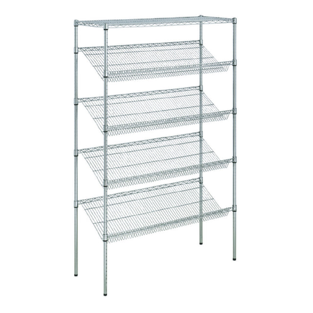 Hubert 162641 - Kratos Wire Stationary Merchandising Rack, 60"W X 18"D X 74"H, 4" Slanted
