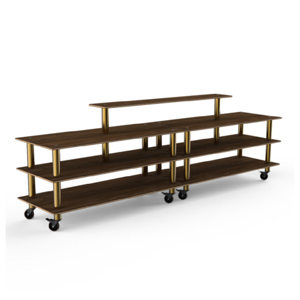 Steelite MGCMLB19WBXW - Modular Double Display Buffet Bengali Mango Wood Br, 142.0" X 29.5" X 47.0"