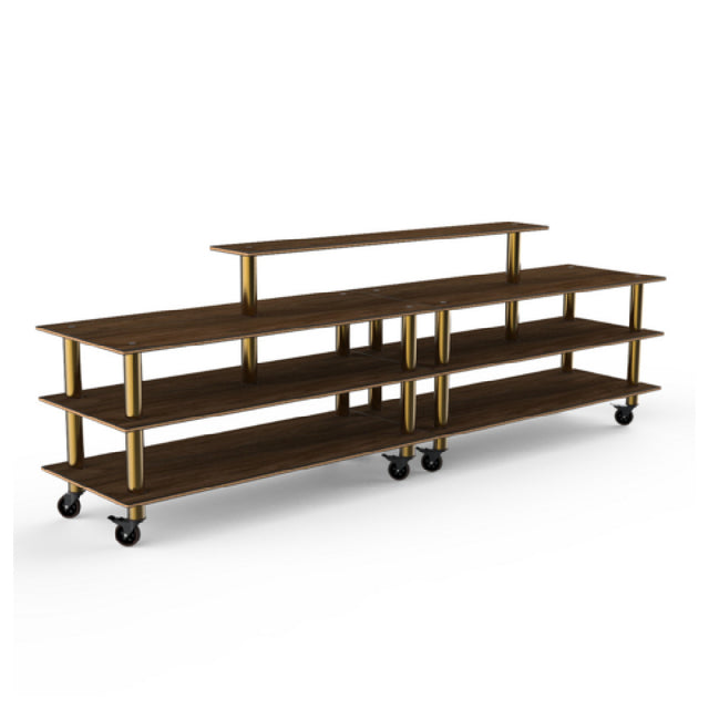 Steelite MGCMLB19WBXW - Modular Double Display Buffet Bengali Mango Wood Br, 142.0" X 29.5" X 47.0"