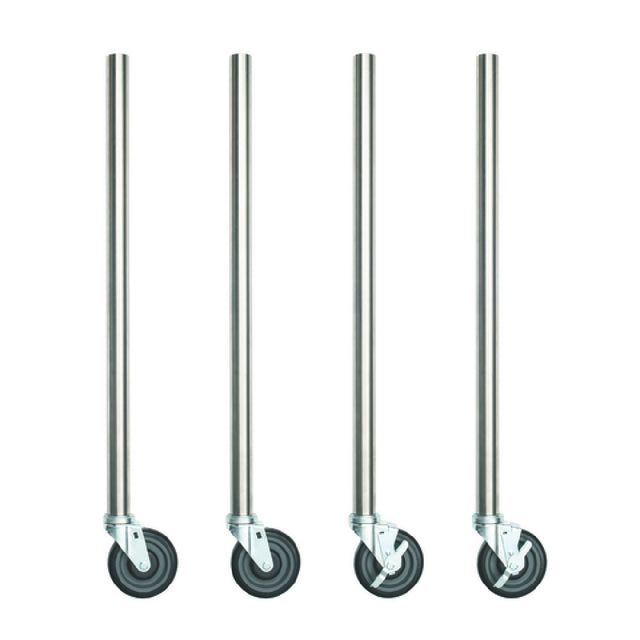 Hubert 214411 - Kratos Legs, 34" Length, 18-gauge Stainless Steel With Polyurethane Casters