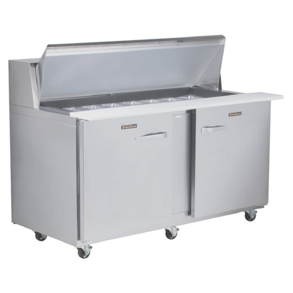 Traulsen UPT6012LL-0300 Dealer's Choice Compact Prep Table Refrigerator With Roll-top Lid Which Serves As An Overshelf