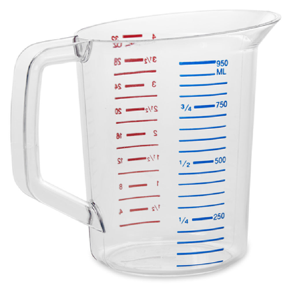 Rubbermaid FG321600CLR Bouncer® Measuring Cup 1 Quart 40°F/-40°C To 212° F/100°C Temperature Range