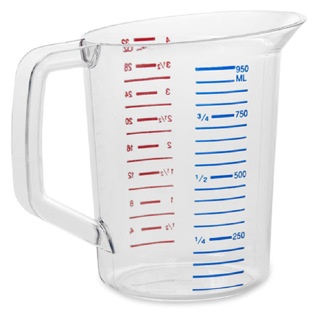 Rubbermaid FG321600CLR Bouncer® Measuring Cup 1 Quart 40°F/-40°C To 212° F/100°C Temperature Range