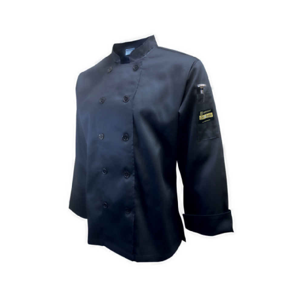 Thunder Group CJ406BKL Chef Regalia Women's French Cuffs Chef Jac Tapered Long Sleeve