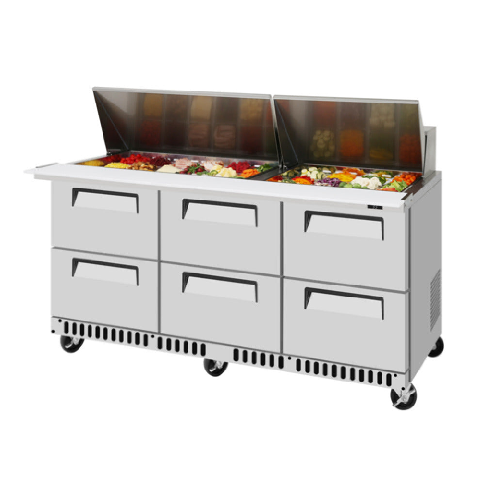 Turbo Air TST-72SD-30-D6-FB-N Super Deluxe Sandwich/Salad Mega Top Unit Front Breathing Airflow