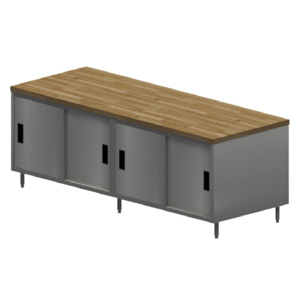 BK Resources CMT-3096S2 Dual Access Chef Table Cabinet Base With Sliding Doors On Both Sides