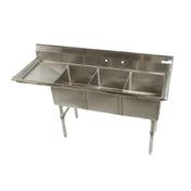 Klinger's Trading MCS3DL Sink Three Compartment 62-1/2"W X 20-1/2"D X 41"H