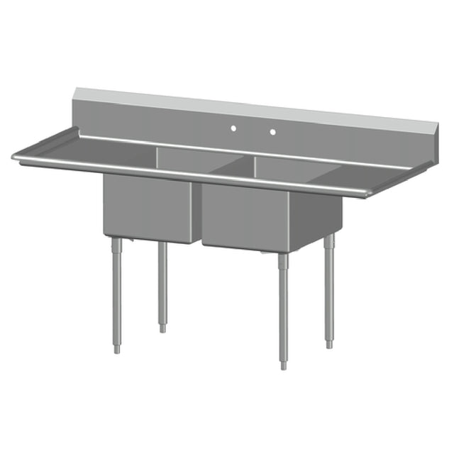 SPG 2N18-2D24 - Universal Stainless Sink, Two Compartment, 24" Left & Right-hand Drainboards