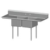 SPG 2N1824-2D18 - Universal Stainless Sink, Two Compartment, 18" Left & Right-hand Drainboards