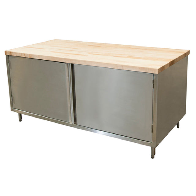 BK Resources CMT-3672H Chef Table Cabinet Base With Hinged Doors 72"W X 36"D X 34-3/4"H Overall Size