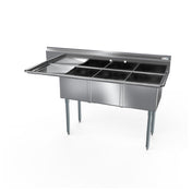 NBR Equipment 3SG-242414L24 Economy Sink Three-compartment 98-1/2"W X 29-1/2"D X 43-3/4"H Overall Size