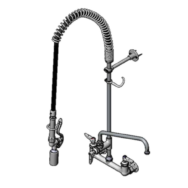 T&S Brass B-0133-12CRBCF1 Pre-Rinse Unit 8" Wall Mount 12" Add-on Swing Nozzle