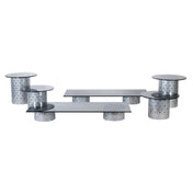 FOH BST009MUM28 Buffet Essentials Dots Smoke Glass On Silver Includes Two BRI004BCI20 Dots Risers Set Of 4 Silver