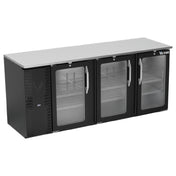 Victory VBBN78HC-G-B - Back Bar Refrigerator, Three-section, 78"W X 25-11/16"D X 34"H