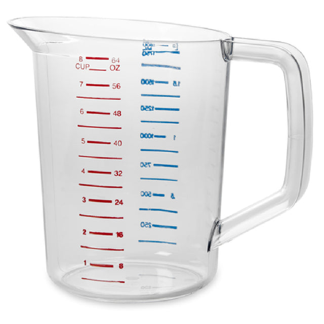 Rubbermaid FG321700CLR Bouncer® Measuring Cup 2 Quart 40°F/-40°C To 212° F/100°C Temperature Range