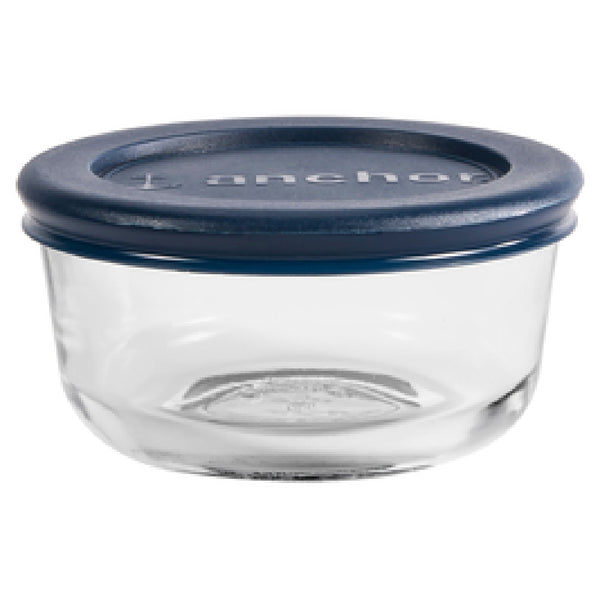 Anchor Hocking 1 Cup Round Food Storage Container, Blue Lid