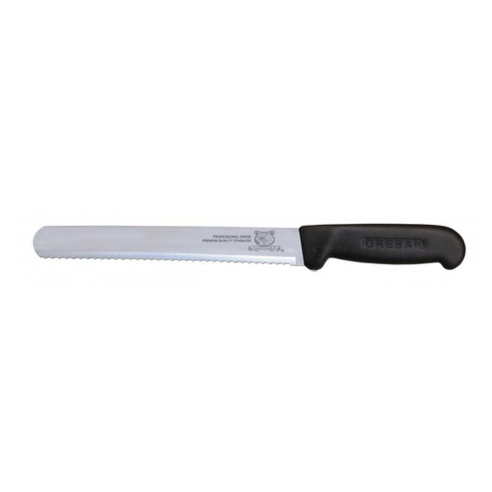 Omcan 12696 (12696) Slicing Knife 12" Straight Wave Edge Blade Polypropylene Black Handle
