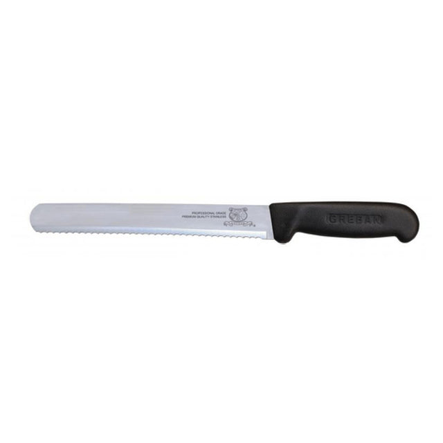 Omcan 12696 (12696) Slicing Knife 12" Straight Wave Edge Blade Polypropylene Black Handle