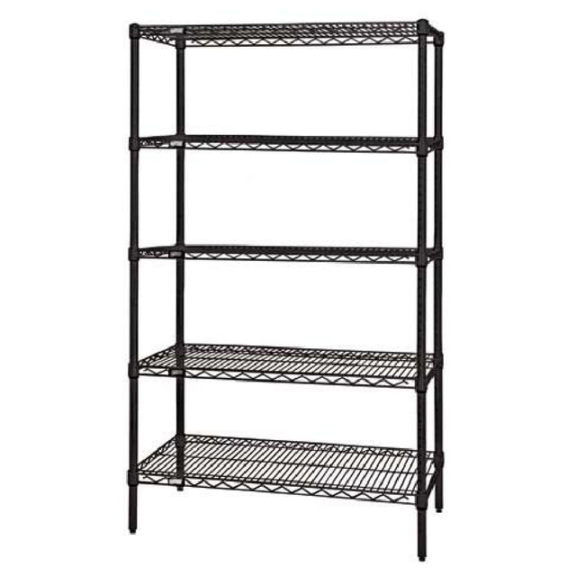 Quantum WR86-2124BK-5 Wire Shelving Starter Kit 24"W X 21"D X 86"H 600 800 Lb. Capacity