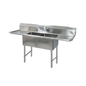 BK Resources BKS-2-18-12-18T Sink Two Compartment 72"W X 23-13/16"D X 43-3/4"H Overall Size