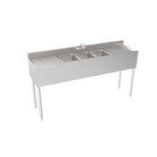 Krowne 18-63C Silver Series Three Compartment Sink With Left And Right Drainboards