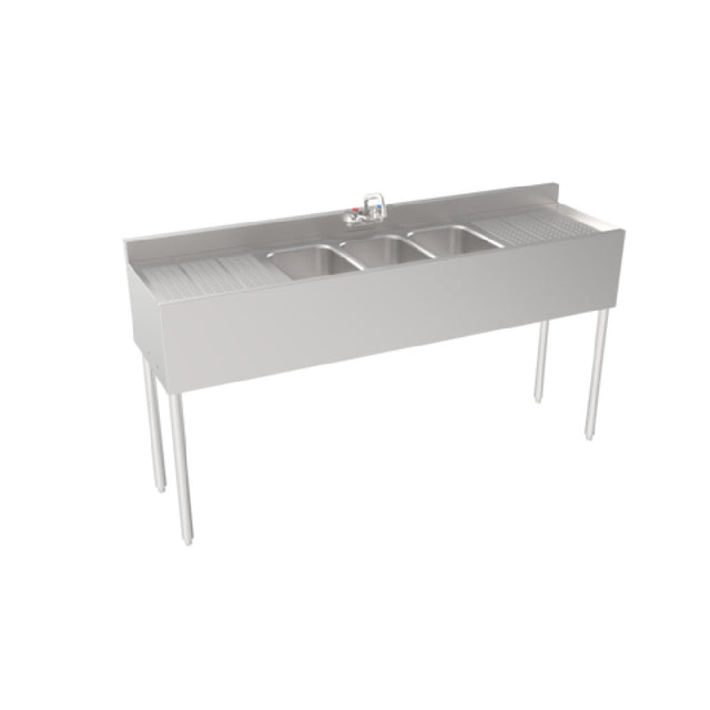 Krowne 18-63C Silver Series Three Compartment Sink With Left And Right Drainboards