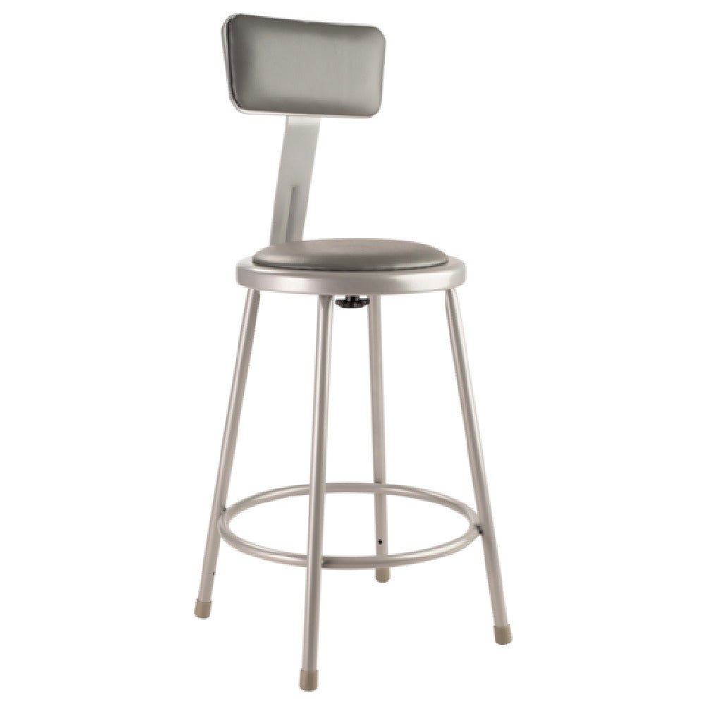 National Public Seating 6424B NPS® Heavy Duty Steel Stool With Backrest 24" Black
