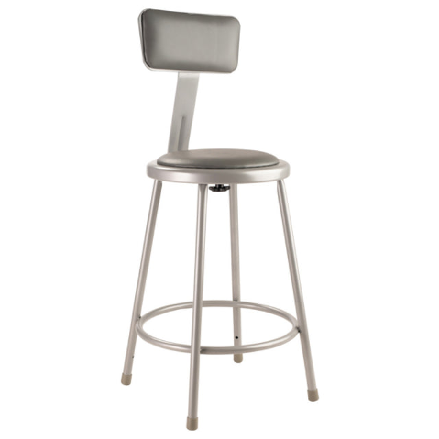 National Public Seating 6424B NPS® Heavy Duty Steel Stool With Backrest 24" Black