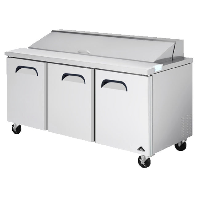 Akita AST-72 Salad / Sandwich Prep Table Three-section 72-4/10"W