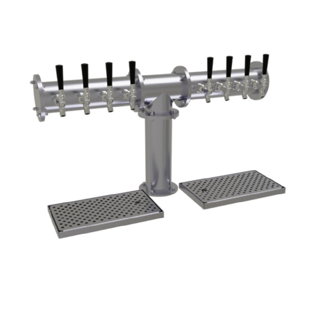 Glastender PT-8-SS Pipe Tee Draft Dispensing Tower Countertop (8) Stainless Steel Faucets (handles Not Included)