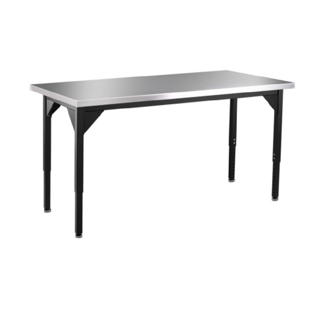 National Public Seating HDT3-2496STRET - NPS® Heavy Duty Steel Table, Stainless Steel Top With Safety Return