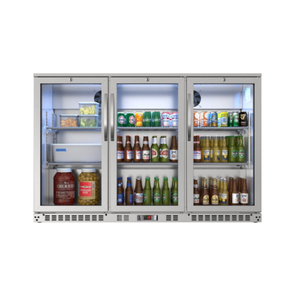 Koolmore BC-3DSW-SS - Back Bar Refrigerator, Three-section, 53-1/10"W X 20-4/5"D X 35-1/5"H