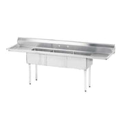 Advance Tabco FE-3-1620-18RL-X Special Value Fabricated Sink 3-compartment 18" Right & Left Drainboards